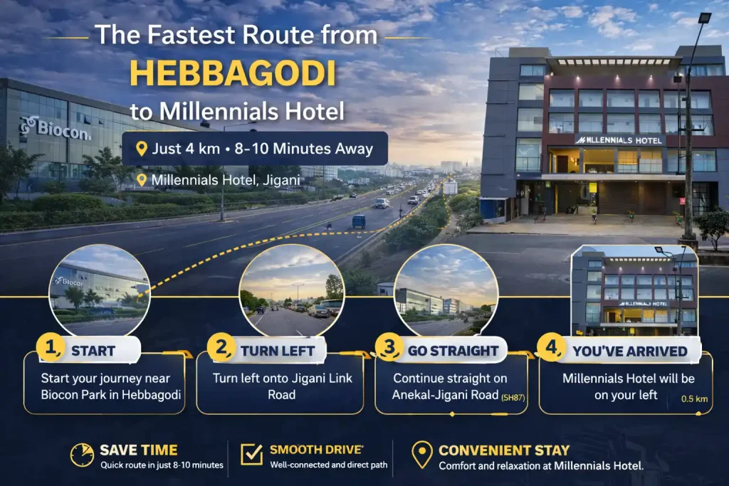 The Fastest Route from Hebbagodi to Millennials Hotel