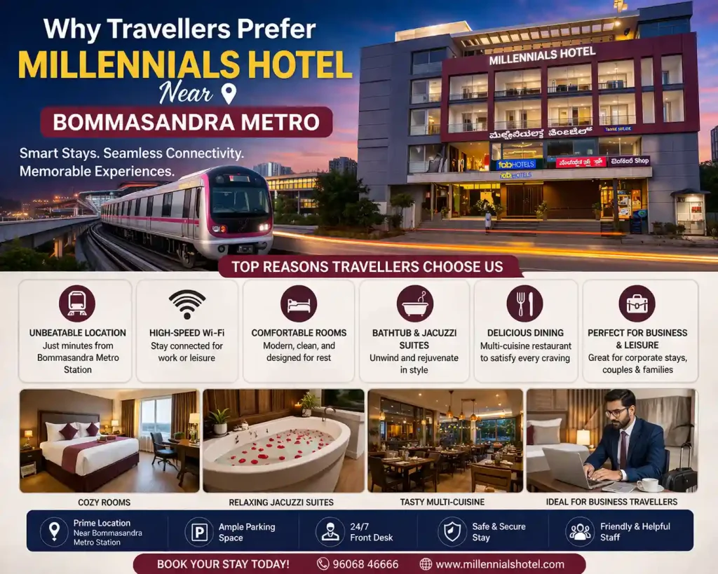 Why Travellers Prefer Millennials Hotel Near Bommasandra Metro