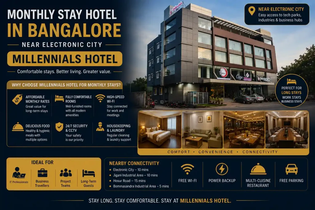 Monthly Stay Hotel in Bangalore Near Electronic City – Millennials Hotel